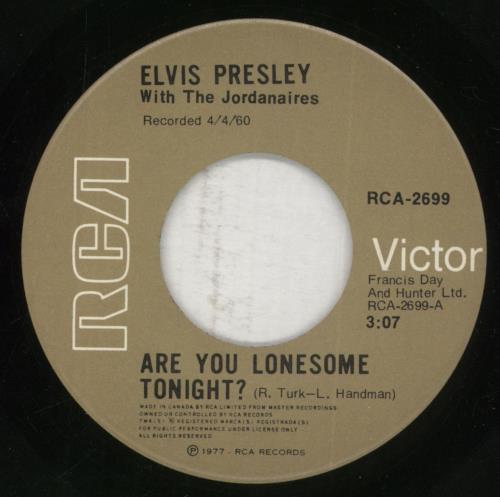 Elvis Presley Are You Lonesome Tonight? - Wide 7" vinyl single (7 inch record / 45) Canadian ELV07AR863047