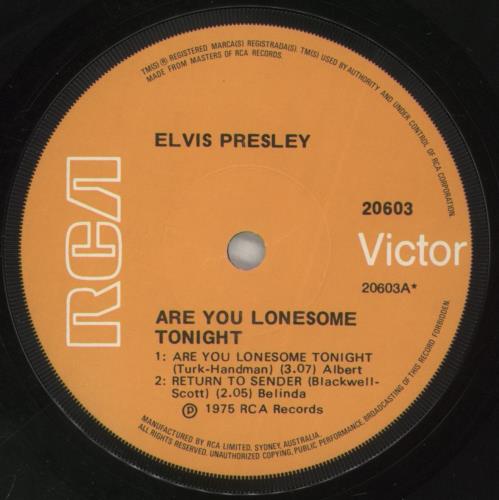 Elvis Presley Are You Lonesome Tonight 7" vinyl single (7 inch record / 45) Australian ELV07AR567768