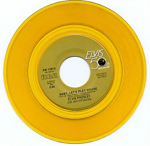 Elvis Presley Baby Let's Play House - Gold Vinyl 7" vinyl single (7 inch record / 45) US ELV07BA343552