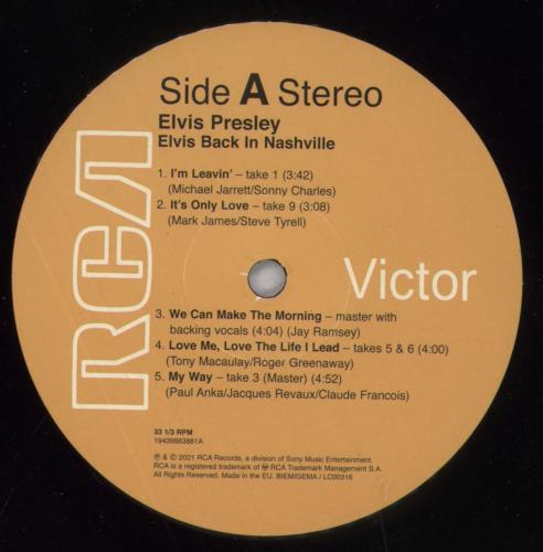 Elvis Presley Back In Nashville 2-LP vinyl record set (Double LP Album) UK ELV2LBA843939