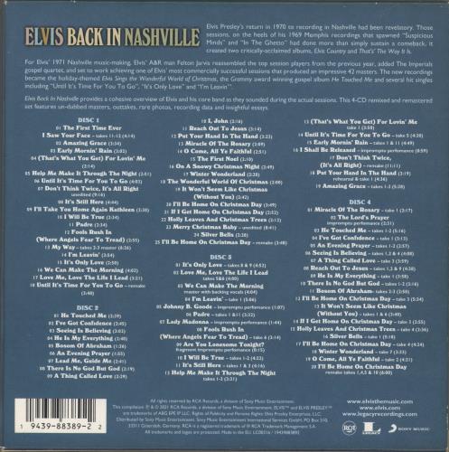 Elvis Presley Back In Nashville 4-CD album set UK ELV4CBA875921