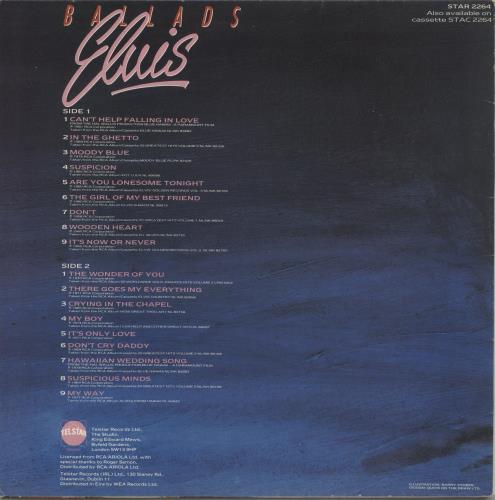 Elvis Presley Ballads vinyl LP album (LP record) UK ELVLPBA375056