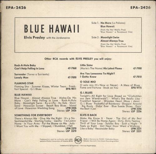 Elvis Presley Blue Hawaii EP - 1st 7" vinyl single (7 inch record / 45) German ELV07BL723191