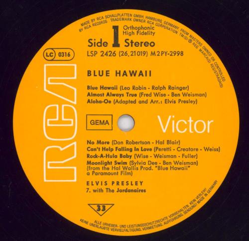 Elvis Presley Blue Hawaii vinyl LP album (LP record) German ELVLPBL816980