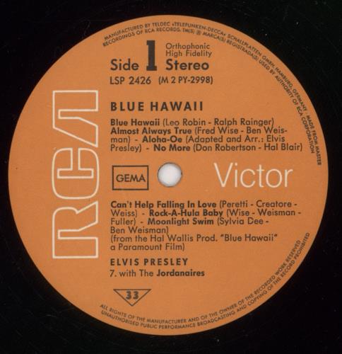 Elvis Presley Blue Hawaii vinyl LP album (LP record) German ELVLPBL890812