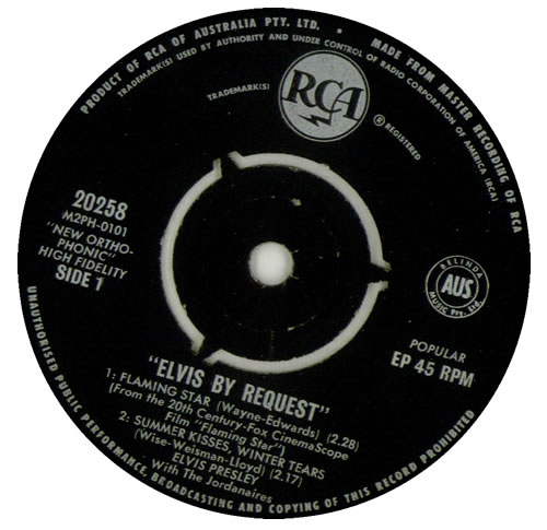 Elvis Presley Elvis By Request - Silver Spot 7" vinyl single (7 inch record / 45) Australian ELV07EL545818