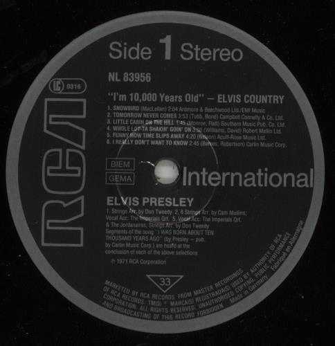 Elvis Presley Elvis Country vinyl LP album (LP record) German ELVLPEL370909