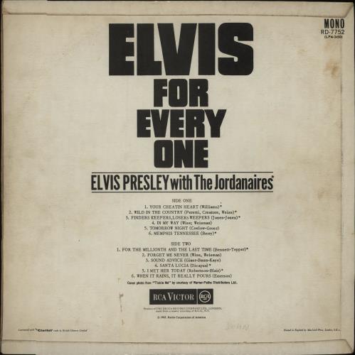 Elvis Presley Elvis For Everyone - Red Spot - VG vinyl LP album (LP record) UK ELVLPEL607046