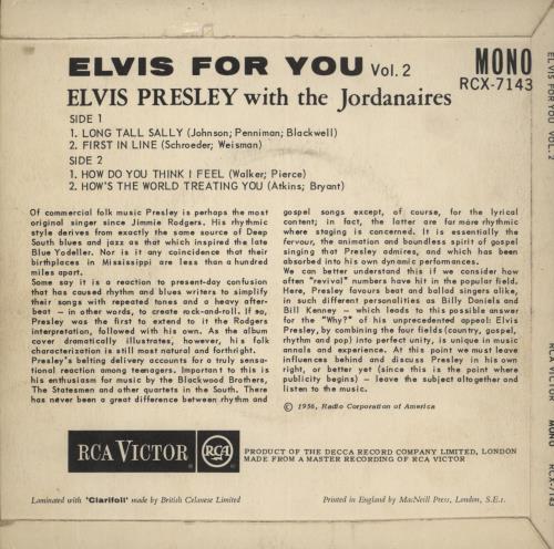 Elvis Presley Elvis For You Vol. 2 EP - Round Centre - VG+ 7" vinyl single (7 inch record / 45) UK ELV07EL752546