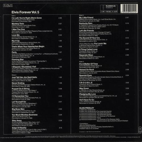 Elvis Presley Elvis Forever Volume 5 2-LP vinyl record set (Double LP Album) German ELV2LEL888635