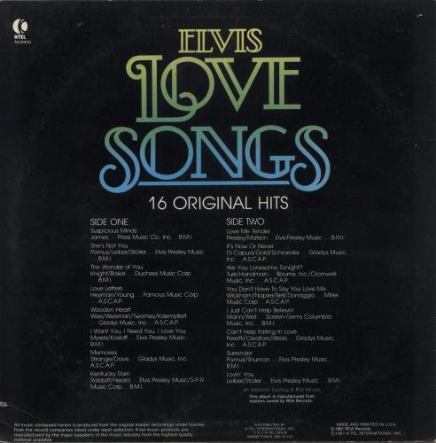 Elvis Presley Elvis Love Songs vinyl LP album (LP record) US ELVLPEL375027