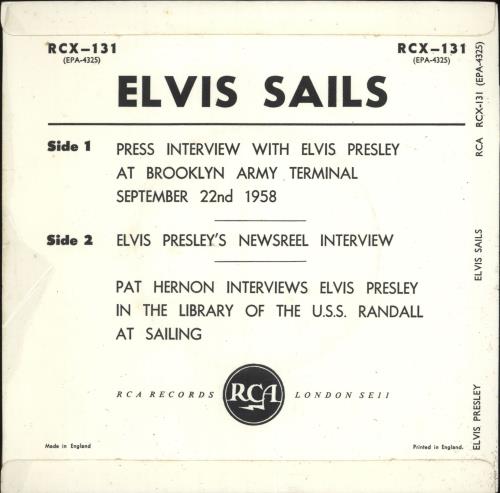 Elvis Presley Elvis Sails - 1st - EX 7" vinyl single (7 inch record / 45) UK ELV07EL142036