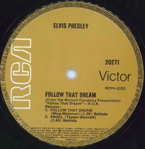 Elvis Presley Follow That Dream 7" vinyl single (7 inch record / 45) Australian ELV07FO310961