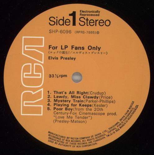 Elvis Presley For LP Fans Only vinyl LP album (LP record) Japanese ELVLPFO887318