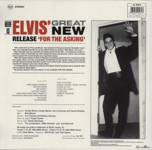 Elvis Presley For The Asking vinyl LP album (LP record) German ELVLPFO240202