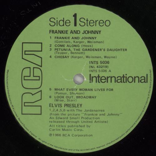 Elvis Presley Frankie And Johnny vinyl LP album (LP record) UK ELVLPFR369489