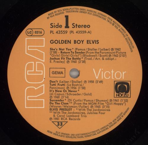 Elvis Presley Golden Boy Elvis vinyl LP album (LP record) German ELVLPGO210069
