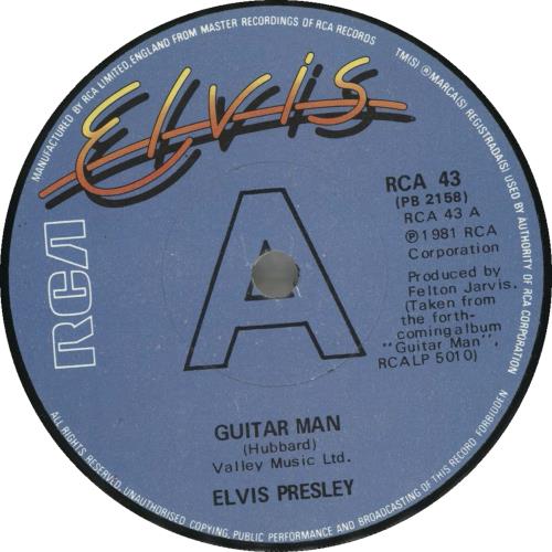 Elvis Presley Guitar Man - Solid + Sleeve 7" vinyl single (7 inch record / 45) UK ELV07GU714311