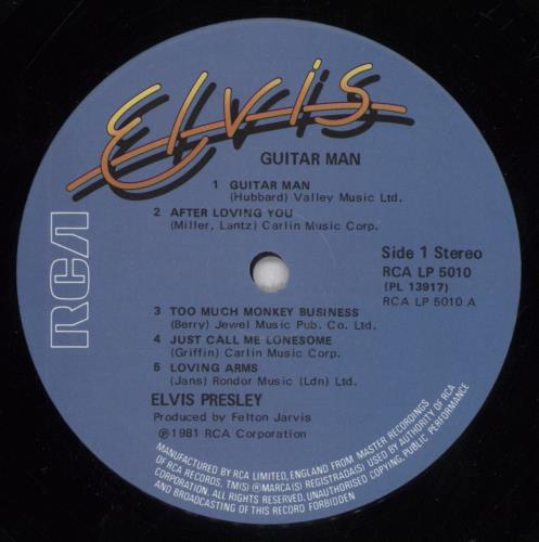 Elvis Presley Guitar Man vinyl LP album (LP record) UK ELVLPGU294212