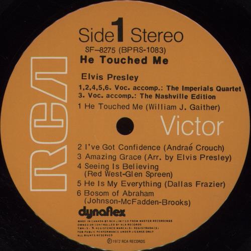 Elvis Presley He Touched Me vinyl LP album (LP record) Canadian ELVLPHE678632