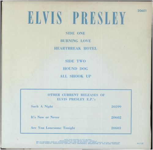 Elvis Presley Heartbreak Hotel 7" vinyl single (7 inch record / 45) Australian ELV07HE887552
