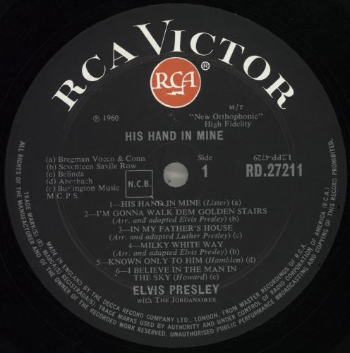 Elvis Presley His Hand In Mine - 2nd vinyl LP album (LP record) UK ELVLPHI284612