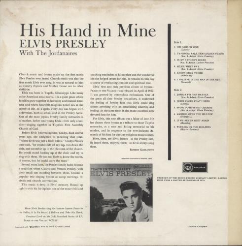 Elvis Presley His Hand In Mine - 2nd vinyl LP album (LP record) UK ELVLPHI284612