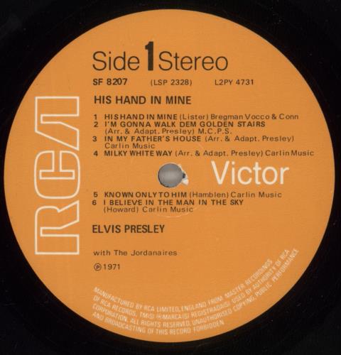 Elvis Presley His Hand In Mine - laminated vinyl LP album (LP record) UK ELVLPHI240094