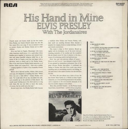 Elvis Presley His Hand In Mine - laminated vinyl LP album (LP record) UK ELVLPHI240094