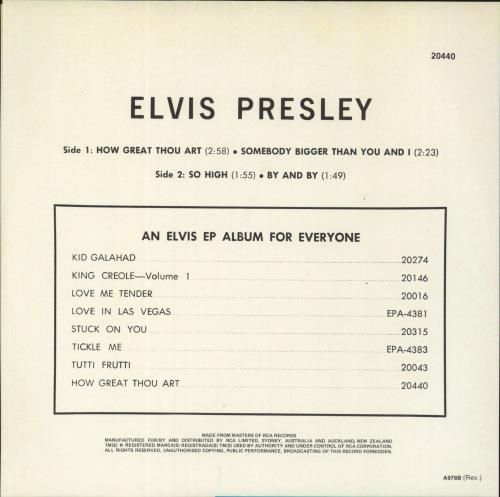 Elvis Presley How Great Thou art 7" vinyl single (7 inch record / 45) Australian ELV07HO240701