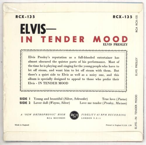 Elvis Presley In Tender Mood - 1st - VG 7" vinyl single (7 inch record / 45) UK ELV07IN739200
