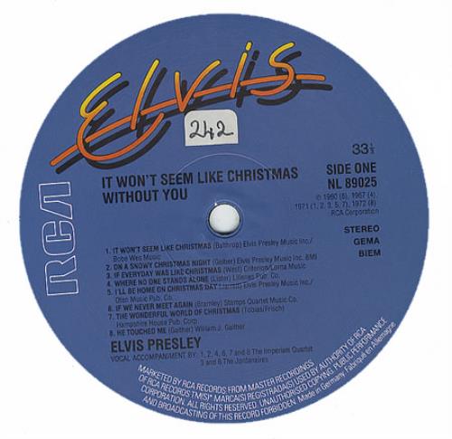 Elvis Presley It Won't Seem Like Christmas Without You vinyl LP album (LP record) German ELVLPIT368873
