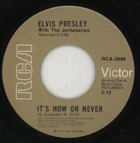 Elvis Presley It's Now Or Never - Wide 7" vinyl single (7 inch record / 45) Canadian ELV07IT863044