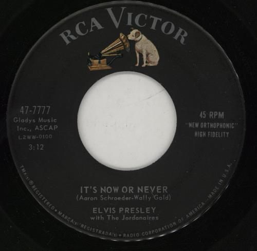 Elvis Presley It's Now Or Never 7" vinyl single (7 inch record / 45) US ELV07IT752655