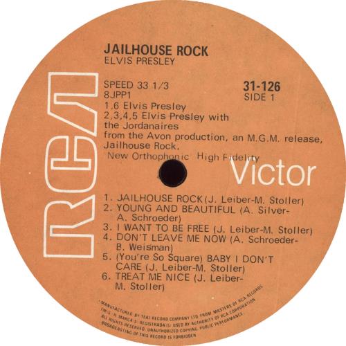 Elvis Presley Jailhouse Rock vinyl LP album (LP record) South African ELVLPJA718906