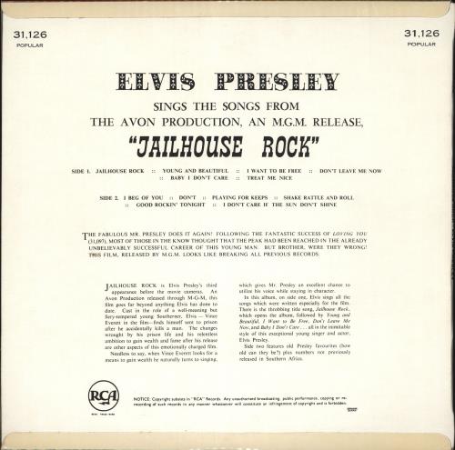 Elvis Presley Jailhouse Rock vinyl LP album (LP record) South African ELVLPJA718906
