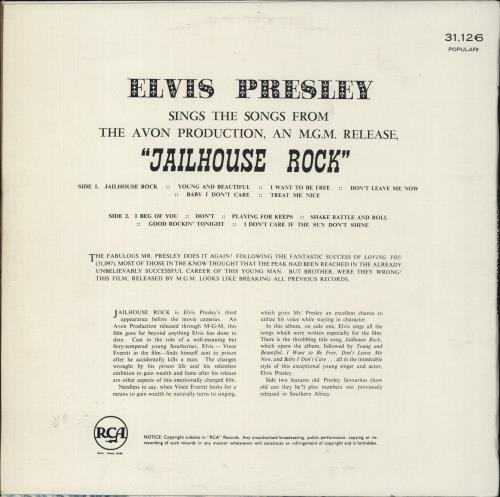 Elvis Presley Jailhouse Rock vinyl LP album (LP record) South African ELVLPJA881843