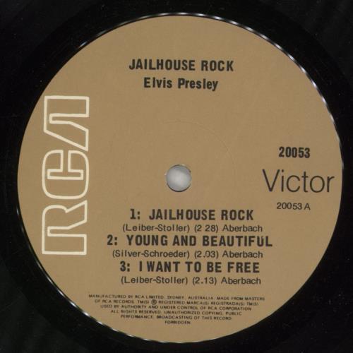 Elvis Presley Jailhouse Rock 7" vinyl single (7 inch record / 45) Australian ELV07JA887446