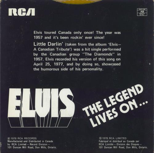 Elvis Presley Little Darlin' - Gold Vinyl 7" vinyl single (7 inch record / 45) Canadian ELV07LI69700