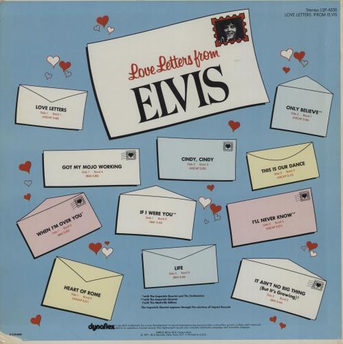 Elvis Presley Love Letters From Elvis vinyl LP album (LP record) US ELVLPLO757325