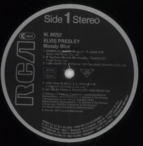 Elvis Presley Moody Blue vinyl LP album (LP record) German ELVLPMO863668