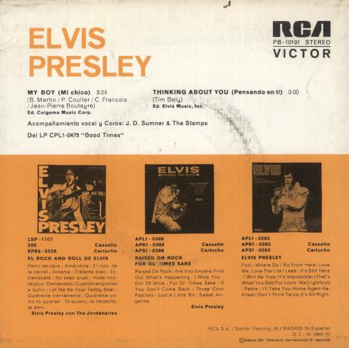 Elvis Presley My Boy 7" vinyl single (7 inch record / 45) Spanish ELV07MY402548