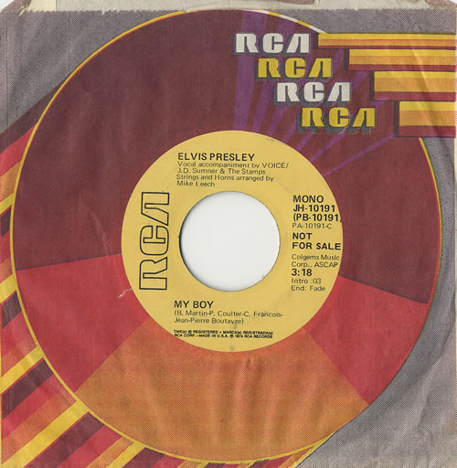 Elvis Presley My Boy 7" vinyl single (7 inch record / 45) US ELV07MY485637