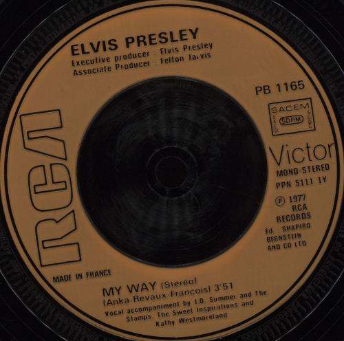 Elvis Presley My Way 7" vinyl single (7 inch record / 45) French ELV07MY402540