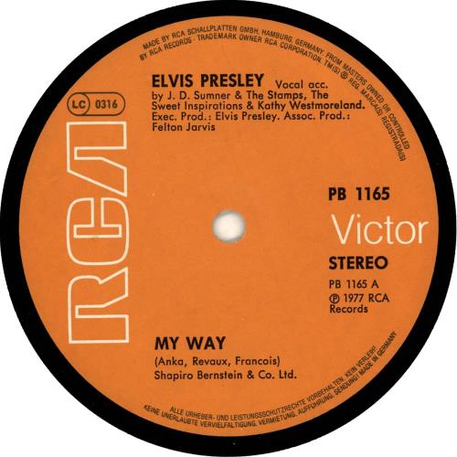 Elvis Presley My Way 7" vinyl single (7 inch record / 45) German ELV07MY705243