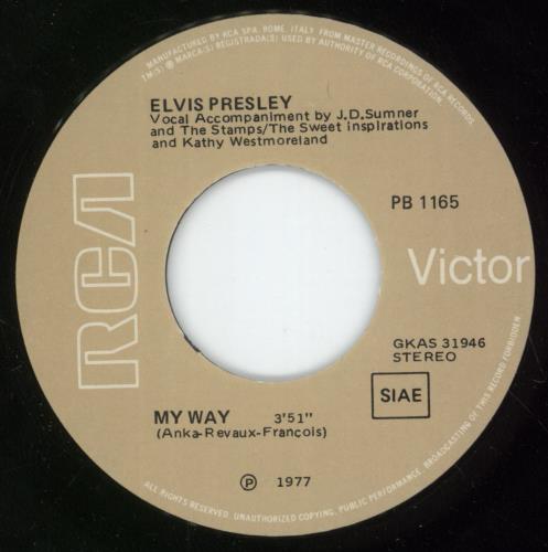 Elvis Presley My Way 7" vinyl single (7 inch record / 45) Italian ELV07MY887448