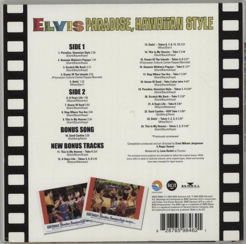 Elvis Presley Paradise, Hawaiian Style CD album (CDLP) Danish ELVCDPA688778
