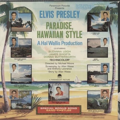 Elvis Presley Paradise, Hawaiian Style vinyl LP album (LP record) US ELVLPPA888615
