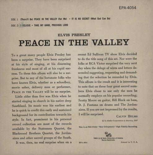 Elvis Presley Peace In The Valley EP 7" vinyl single (7 inch record / 45) US ELV07PE752656