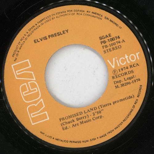Elvis Presley Promised Land 7" vinyl single (7 inch record / 45) Spanish ELV07PR402555